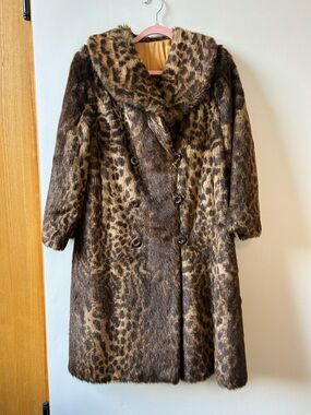 Vintage leopard-Print Faux Fur Coat